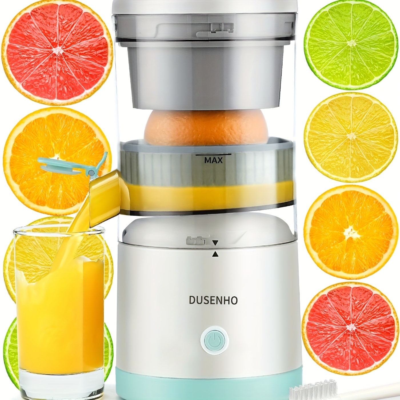 Electric Citrus Juicer Rechargeable USB-C – Portable Electric Orange Juicer Machine with 45W Motor, BPA-Free, Quiet Operation, Cleaning Brush Included, for Orange Lemon Lime