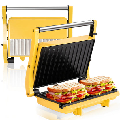 Panini Press Grill 3-in-1 Electric Indoor Grill with Non-Stick Plates - 180° Flat Grill Sandwich Maker with Floating Hinge Grease Tray Temperature Control, Compact Countertop Grill for Home Dorm Office
