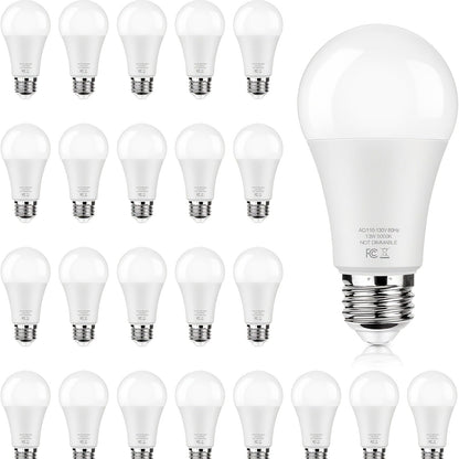 LED Light Bulbs 100W Equivalent A19 13W E26 Base 1500 Lumens Super Bright Non-Dimmable No Flicker Bulb for Home Bedroom Office Lamp 3000K Warm White 5000K Daylight 12 Pack 24 Pack