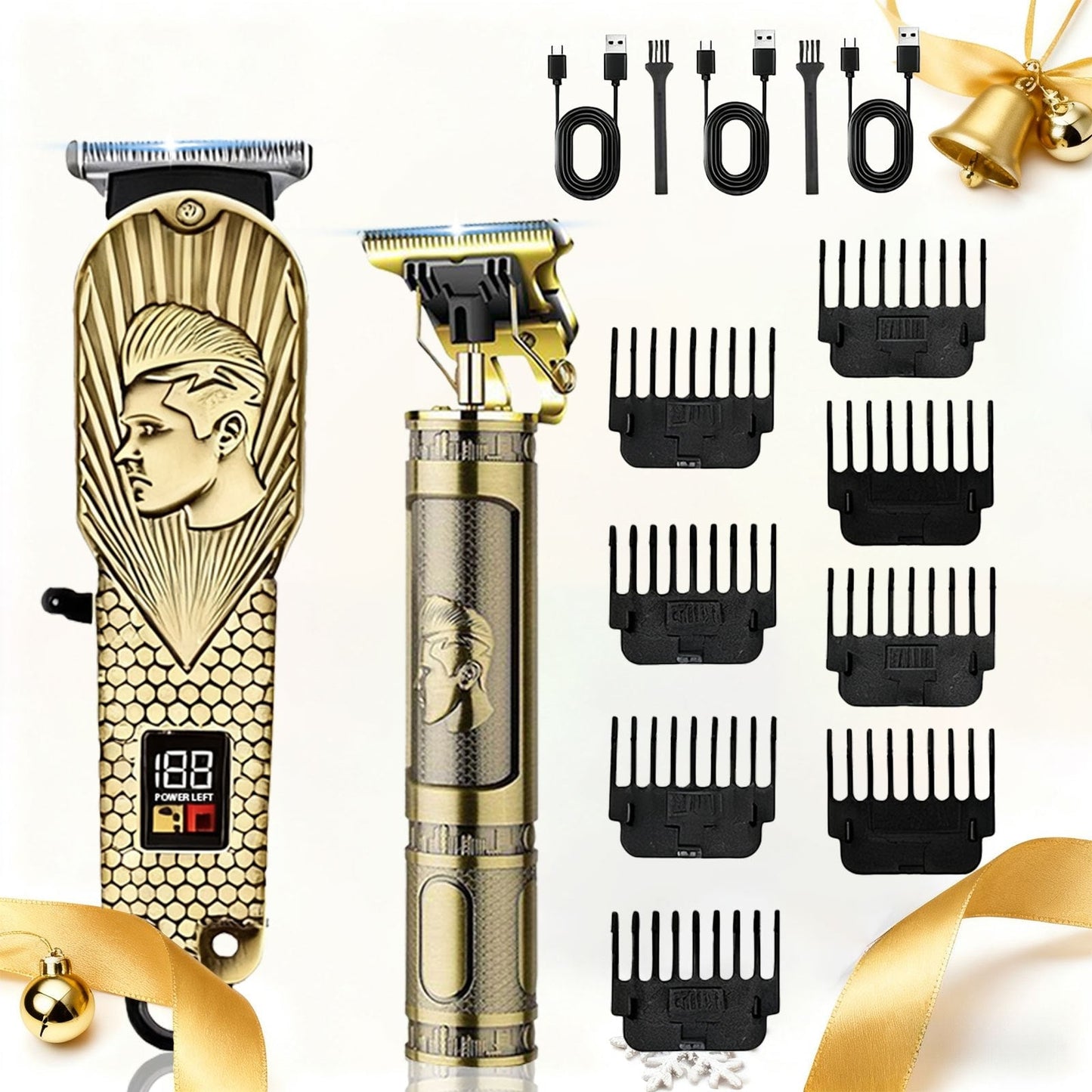 USB Precision Hair Clipper Set for Men – Wireless Electric Clippers & Nose Trimmer Shaver, 2/4pcs Professional Cordless Grooming Kit for Personal Use, Hairdressing & Barber Gift