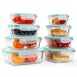Green 8 glass bowls + 8 lids