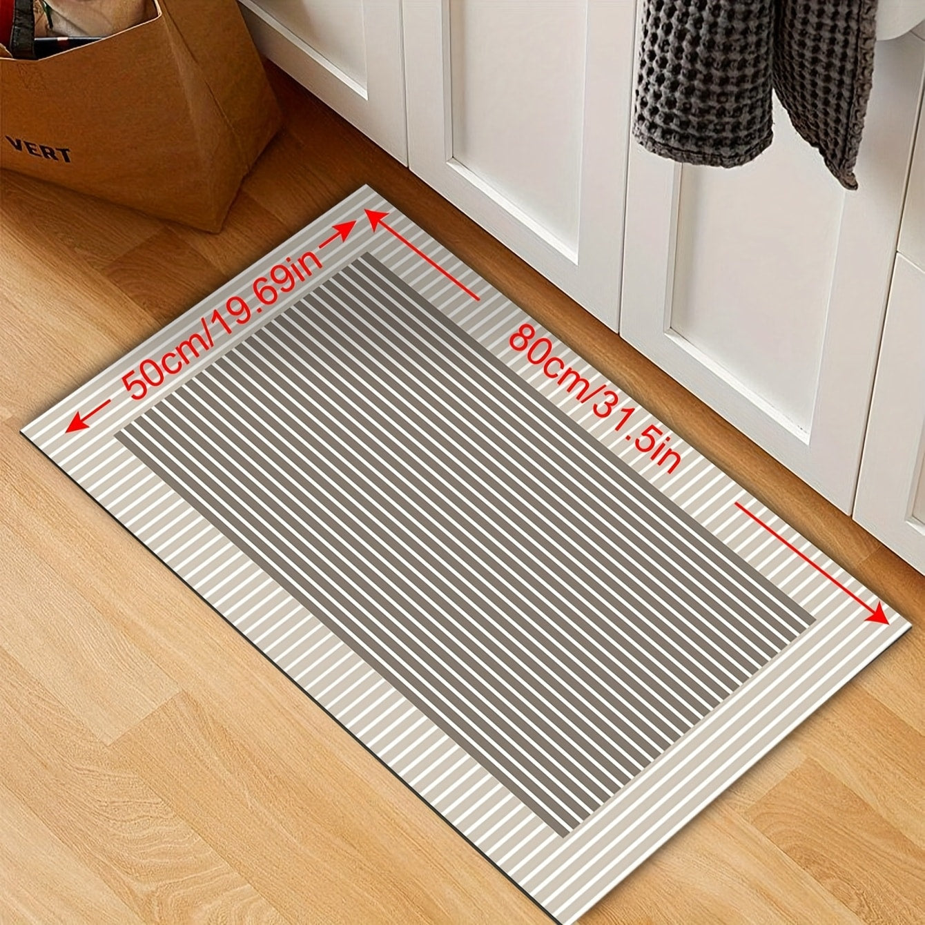 Kitchen Mat, Plain Ribbed Gradient Runner in QS-01 to QS-04 Styles with 19.69x31.5 or 19.69x62.99-Inch Sizes