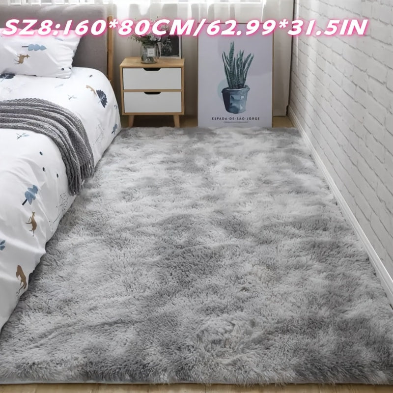 Tie-Dye Plush Area Rug with 160 x 80 cm Light Gray or 160 x 90 cm Light Gray and Dark Black Options
