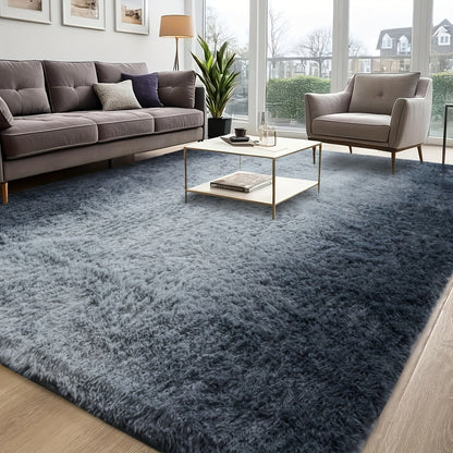 Shaggy Plush Area Rug - Soft Fluffy Carpet for Living Room, Bedroom & Sofa | Non-Slip Machine Washable Tie-Dye & Solid Color Long Pile Rug | Luxury Home Decor Floor Mat in Multiple Sizes & Colors