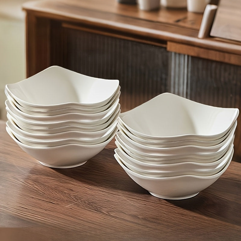 White Bowl and Plate Set in 4-, 8- or 16-Piece Configurations for Picnics, Parties and Everyday Serving