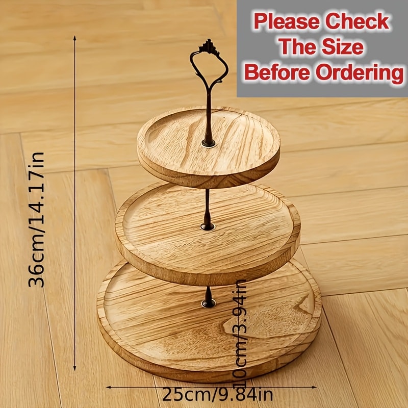 Three-Tier Wooden Cupcake Stand in Light Brown, Dark Brown or White for Dessert and Party Displays