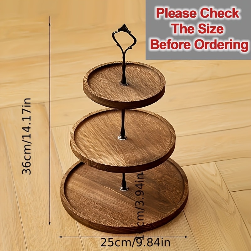 Three-Tier Wooden Cupcake Stand in Light Brown, Dark Brown or White for Dessert and Party Displays