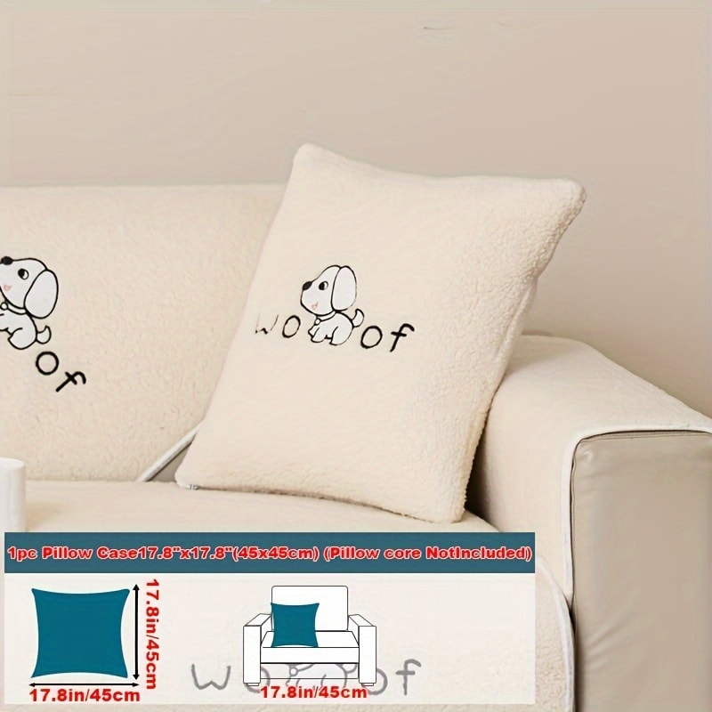 Sofa Cover Embroidered Plush-Texture Panels for Single to 4 Seats, Backrest, Armrest or Pillowcase
