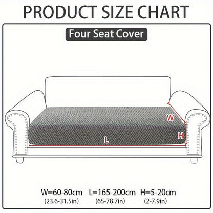 Jacquard Stretch Sofa Cover Non-Slip | Elastic Wear-Resistant Couch Slipcover, Polyester Jacquard Fabric, 1 to 4 Seat Sectional L-Shape, Armrest Backrest, Machine Washable
