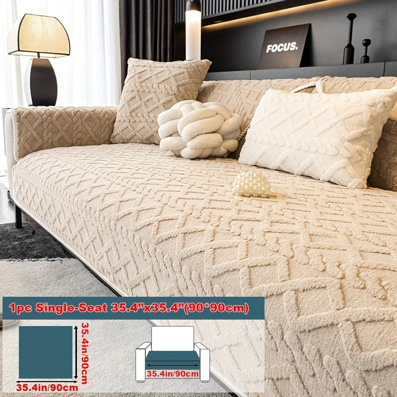 Sofa Cover Plush-Texture Modular Panels for Single to 4 Seats, Backrest, Armrest or Throw Pillow