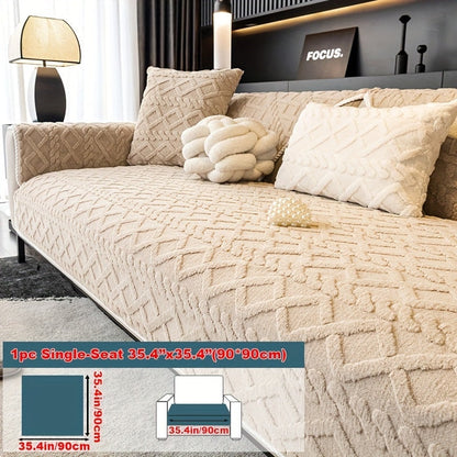 Sofa Cover Plush-Texture Modular Panels for Single to 4 Seats, Backrest, Armrest or Throw Pillow