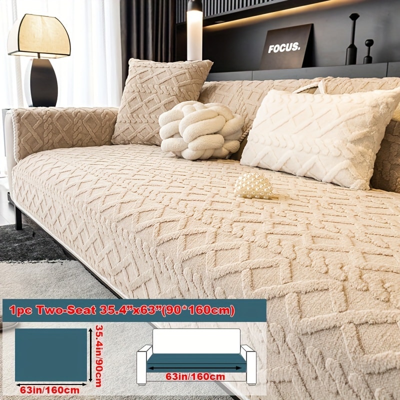 Sofa Cover Plush-Texture Modular Panels for Single to 4 Seats, Backrest, Armrest or Throw Pillow