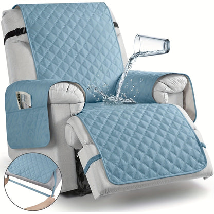Chair Cover Quilted Recliner Throw with Side Pocket and Adjustable Strap in Seven Available Colors
