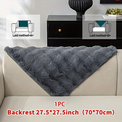 Sofa Cover Thick Faux Rabbit Plush Panels with Anti-Slip Feature for Seat, Armrest, Backrest or Pillowcase