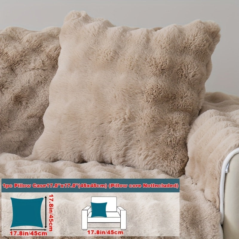 Sofa Cover Thick Faux Rabbit Plush Panels with Anti-Slip Feature for Seat, Armrest, Backrest or Pillowcase