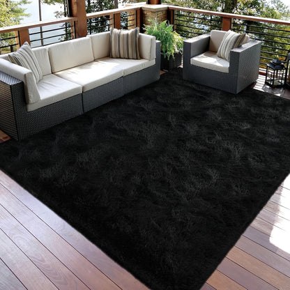 Area Rug Tie-Dye Shaggy Plush Design with Six Colors and Four Washable Sizes for Bedroom or Dorm