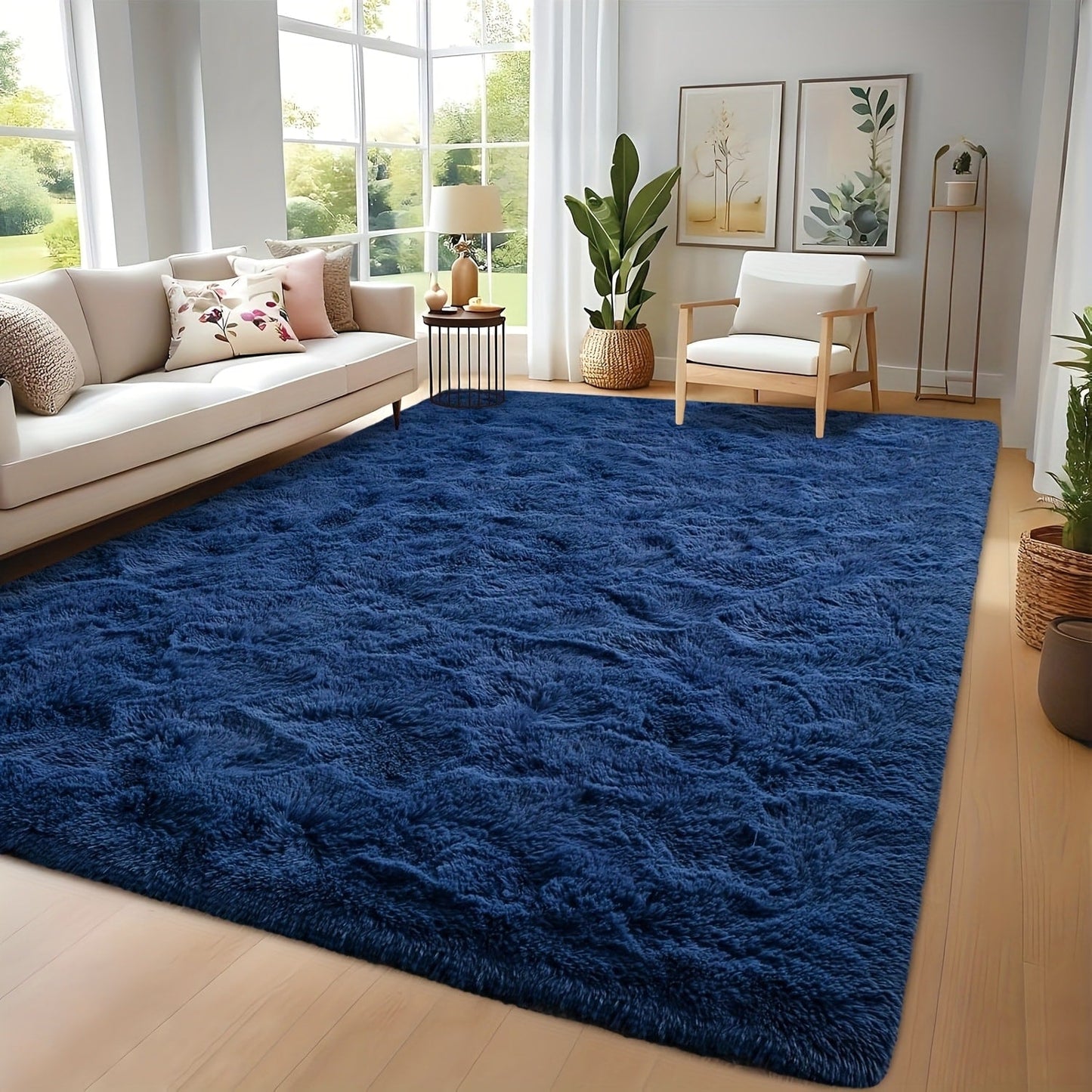 Area Rug Tie-Dye Shaggy Plush Design with Six Colors and Four Washable Sizes for Bedroom or Dorm