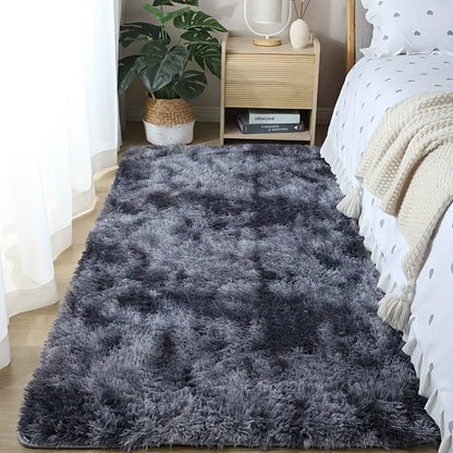 Area Rug Tie-Dye Shaggy Plush Design with Six Colors and Four Washable Sizes for Bedroom or Dorm
