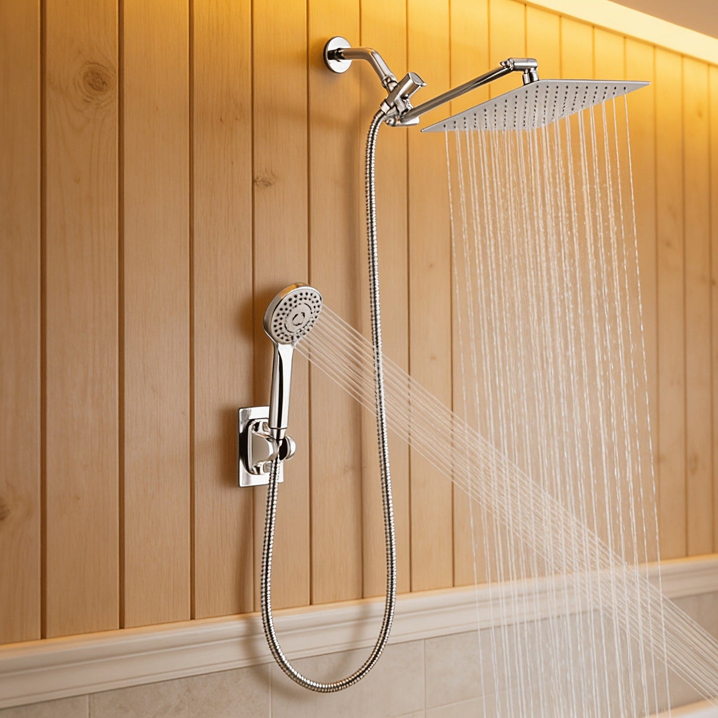 Rainfall and Handheld Shower Combo with 10 or 12-Inch Head, 78-Inch Hose and Chrome or Black Finish