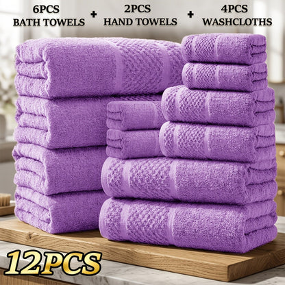 Towel Set 12, 16 or 18 Piece 450GSM Cotton-Blend Bath, Hand and Face Towels in Multiple Colors
