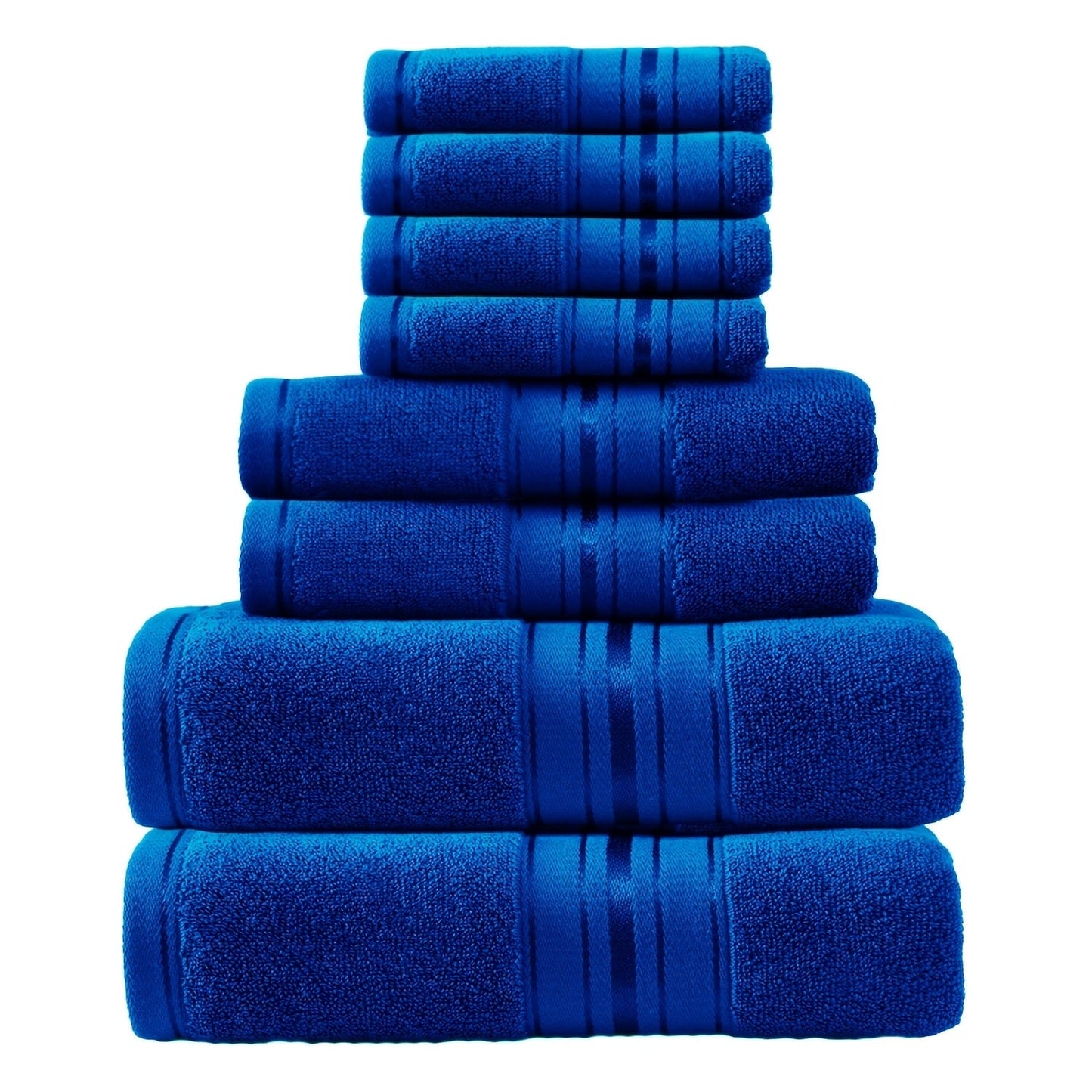 Towel Set 8 Piece 550GSM Pure Cotton Vintage Striped Bath, Hand Towels and Washcloths for Home and Guest Use
