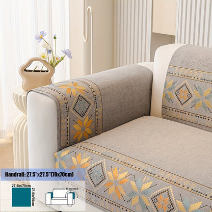 Sofa Cover, Chenille Bohemian-Style Couch Pad in Three Colors with Armrest and One-to-Four-Seat Sizes