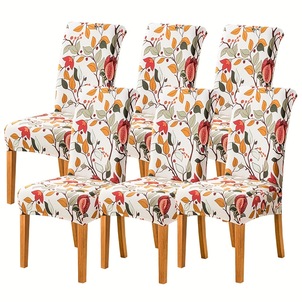 Printed Stretch Dining Chair Covers in Ten Patterns with Four- or Six-Piece Set Checkouts for Parsons Chairs