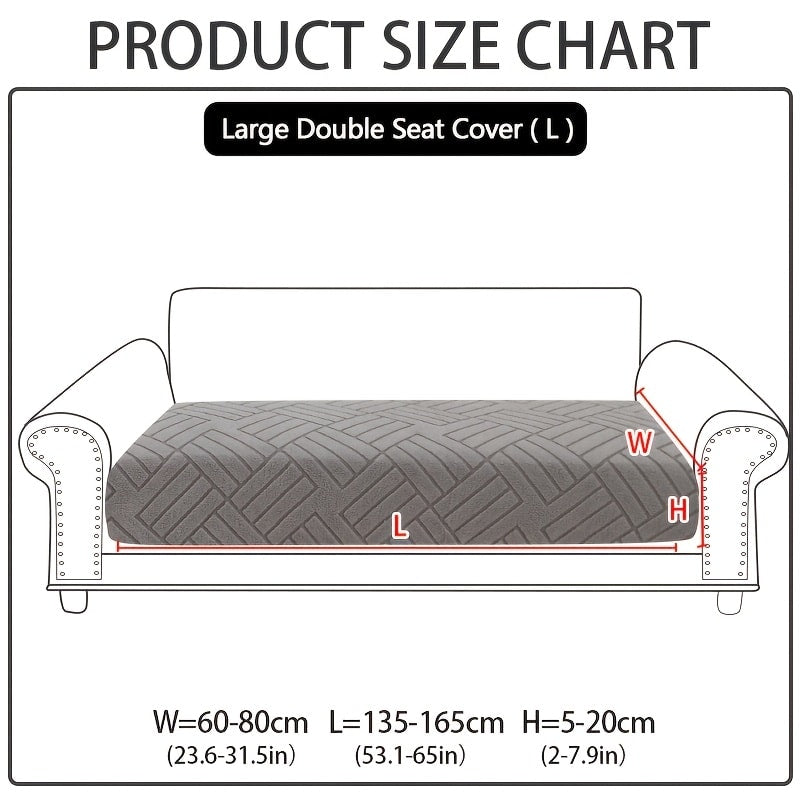 Sofa Cover, Deep Gray Stretch Seat and Chaise Slipcover with Elastic-Band Edge in Six Size Options