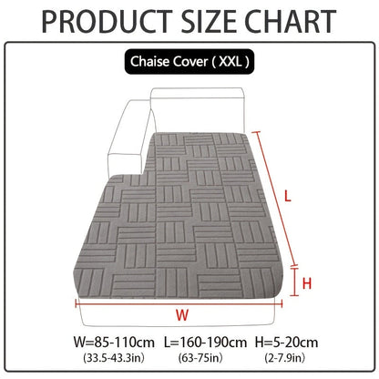 Sofa Cover, Deep Gray Stretch Seat and Chaise Slipcover with Elastic-Band Edge in Six Size Options