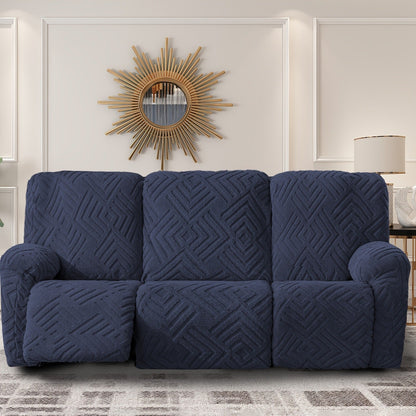 Stretch 3 Seat Sofa Slipcover Elastic Spandex Couch Cover with Pocket Anti-Slip Jacquard Knit Washable Solid Color Sofa Protector for Living Room Office Pet Friendly
