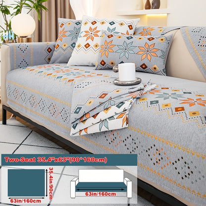 Sofa Cover Bohemian Chenille Jacquard Knit Sections with Anti-Slip Feature for Seat, Armrest or Backrest