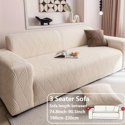 Sofa Cover Polar Fleece Modern Jacquard Elastic Slipcover with Anti-Slip Fit for 1 to 4-Seater Sofas