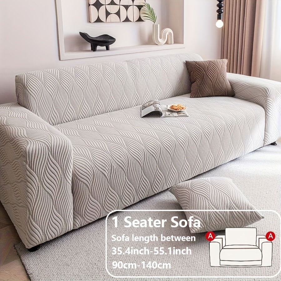 Sofa Cover Polar Fleece Modern Jacquard Elastic Slipcover with Anti-Slip Fit for 1 to 4-Seater Sofas