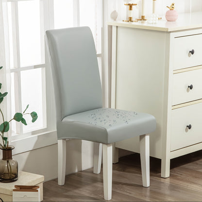 Chair Cover Set of 4 or 6 Stretch PU Leather Dining Slipcovers in Nine Available Color Choices