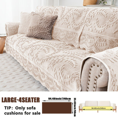 Sofa Cover Quilted Faux Rabbit Fur Plush Panels in 35.43-Inch Width with Seat, Pillowcase and Two-Piece Options