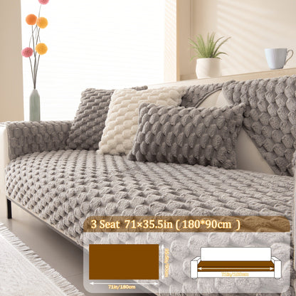 Sofa Cover 35.5-Inch Fuzzy Polyester Single-Piece Pad with Silicone Non-Slip Backing for 2 to 4 Seats