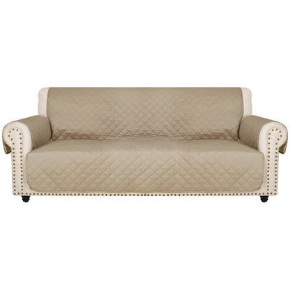 Sofa Cover Five-Layer Quilted Microfiber Protector with Elastic Strap and Foam Anchors for 3 or 4 Seats