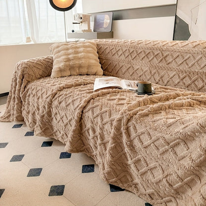 Sofa Cover Soft Polyester Velvet Bohemian Jacquard Throw for 3 or 4-Seater Sofas in Five Colors