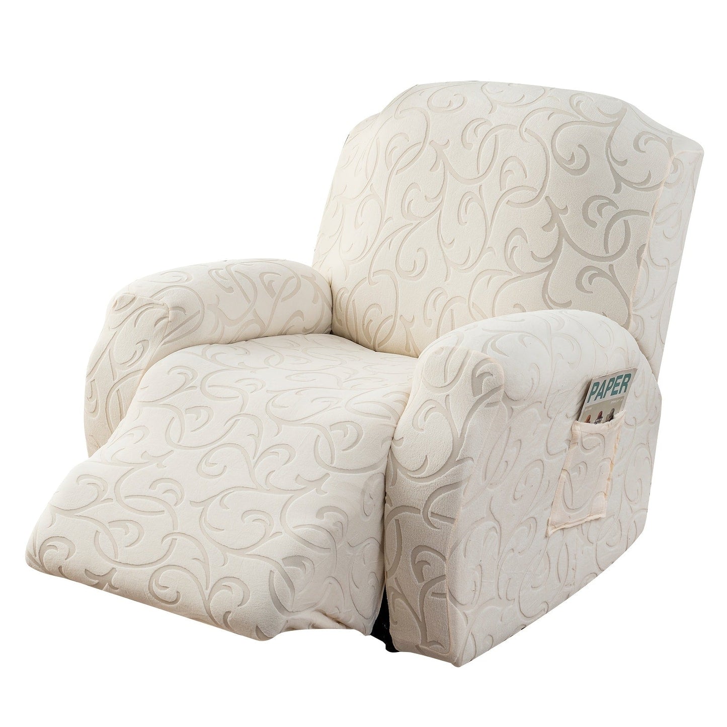 Chair Cover Four-Piece Stretch Recliner Slipcover with Swirl Texture and Four Available Color Choices