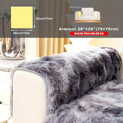 Sofa Cover, Faux-Lamb Plush Gradient Couch Pad in Five Colors with Armchair, Backrest and Seat Sizes