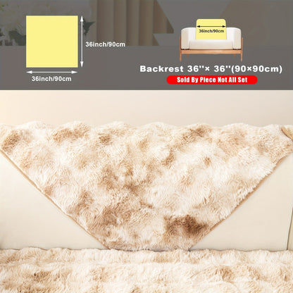 Sofa Cover, Faux-Lamb Plush Gradient Couch Pad in Five Colors with Armchair, Backrest and Seat Sizes