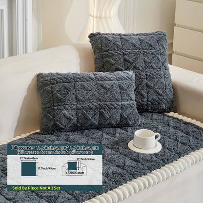 Bohemian Quilted Sofa Cover with Ruffles - 300GSM Shu Velveteen Anti-Slip Pet Friendly Machine Washable Plush Slipcover for Loveseat 3-4 Seater Sectional Sofa, 5 Colors