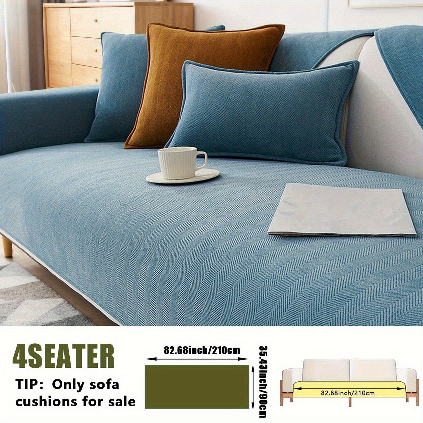 Sofa Cover Ribbed Chenille Stretch Panels with Non-Slip Design for 1 to 4 Seats, Armrests or Cushions
