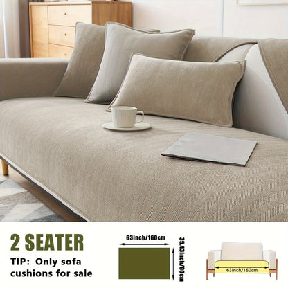 Sofa Cover Ribbed Chenille Stretch Panels with Non-Slip Design for 1 to 4 Seats, Armrests or Cushions