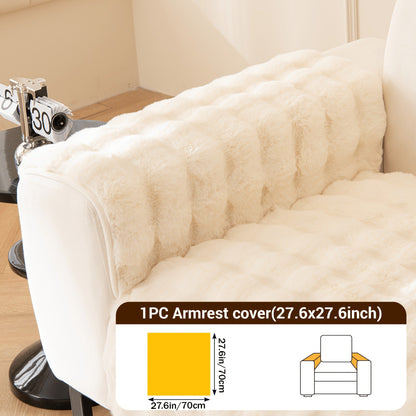 Sofa Cover Bubble Faux Rabbit Fur Panels with Silicone Non-Slip Backing for Seat, Armrest or Backrest