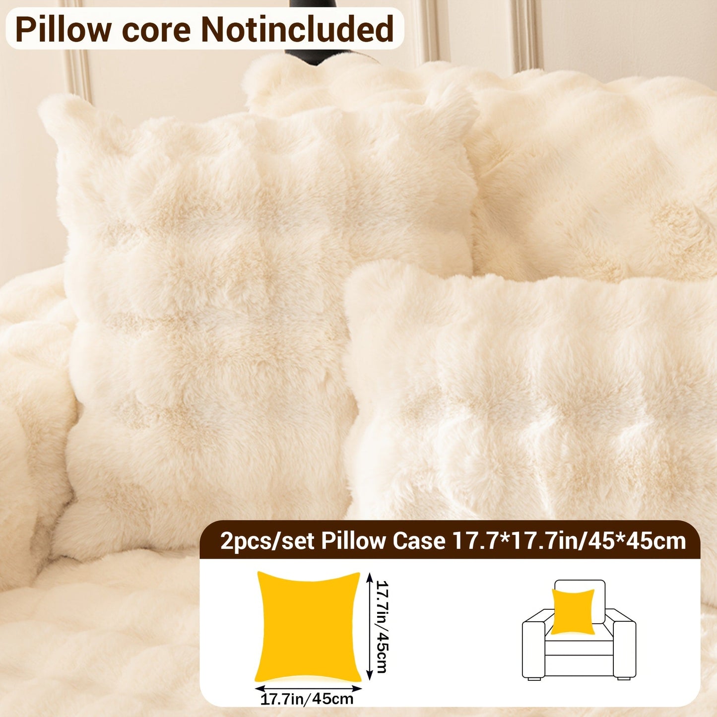 Sofa Cover Bubble Faux Rabbit Fur Panels with Silicone Non-Slip Backing for Seat, Armrest or Backrest