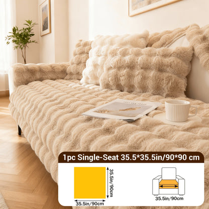 Sofa Cover Bubble Faux Rabbit Fur Panels with Silicone Non-Slip Backing for Seat, Armrest or Backrest