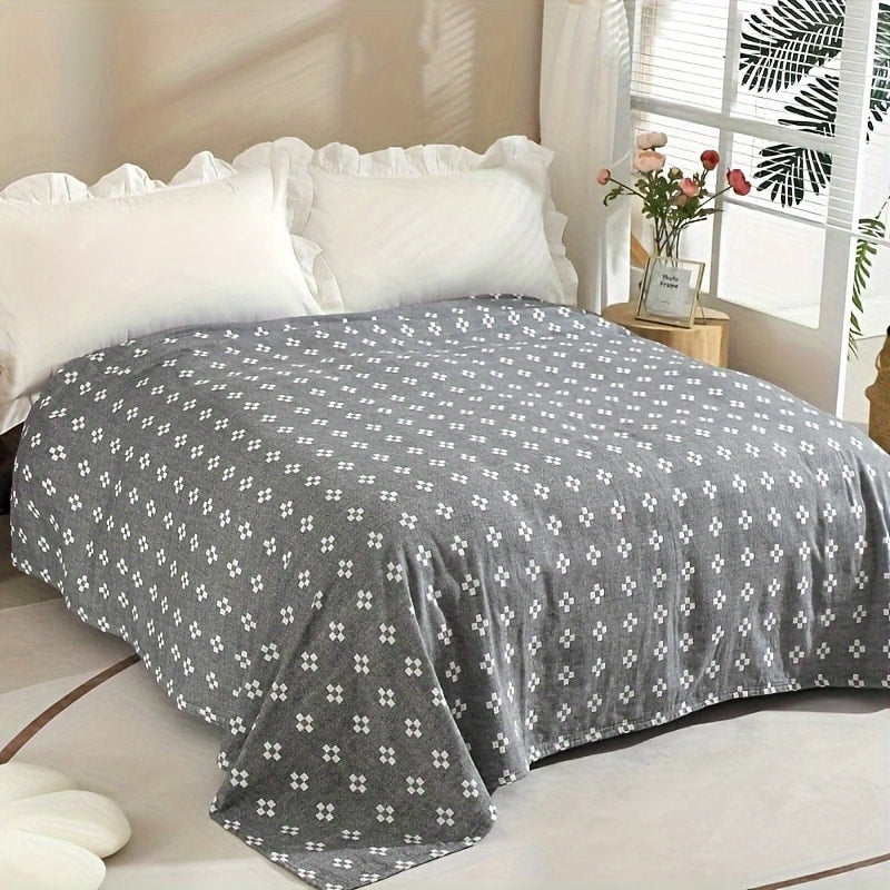 Jacquard Cotton Blanket – Geometric Cross Pattern Pure Cotton Throw, Soft Breathable All Season, Machine Washable, 4 Colors, 2 Sizes