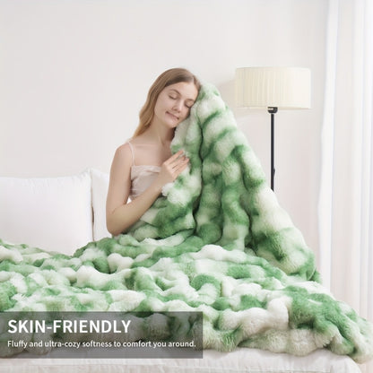 Faux Rabbit Fur Throw Blanket in 11 Checkout Colors and Throw, Twin, Queen or King Size Options