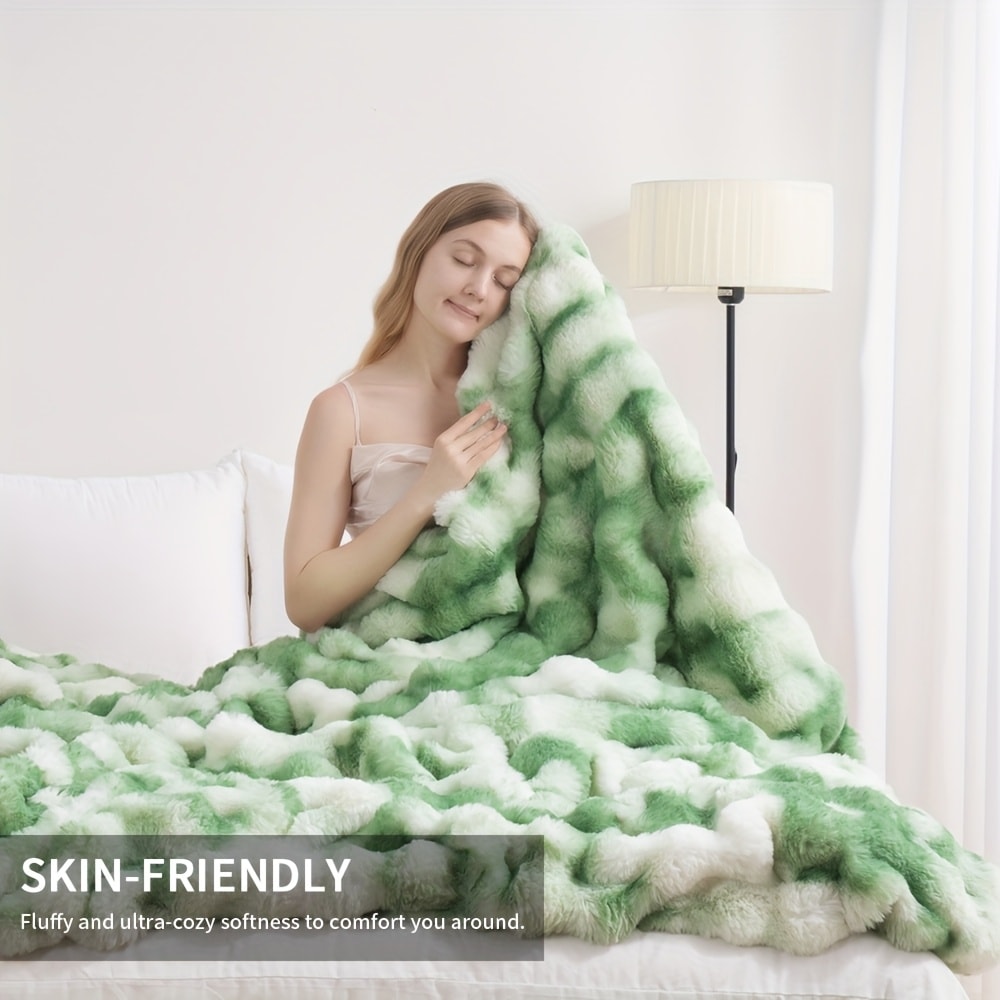 Faux Rabbit Fur Throw Blanket in 11 Checkout Colors and Throw, Twin, Queen or King Size Options